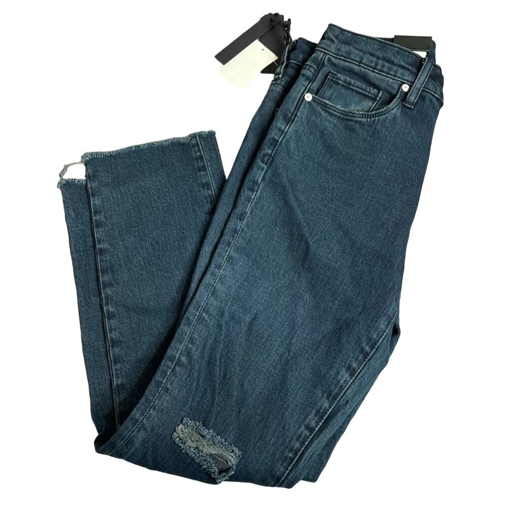 NWT Blank NYC Madison High Rise Crop Distressed Raw Hem Jeans Size 25